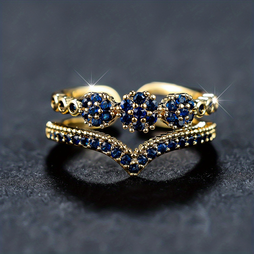 Royal Style Zirconia Double Layer Cuff Ring
